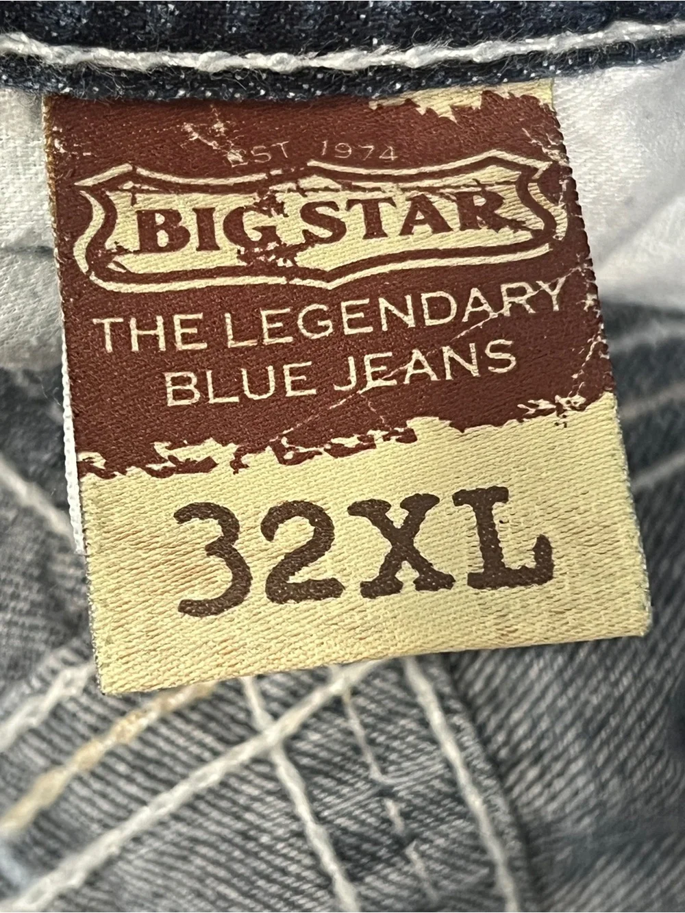 Big Star Pioneer Jeans 32XL Boot Cut Buckle ExclusiveDistressed Thick Stitch